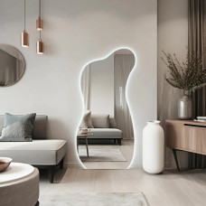 Настенное и напольное зеркало неправильной формы в полный рост с задней подсветкой 130 см E026 